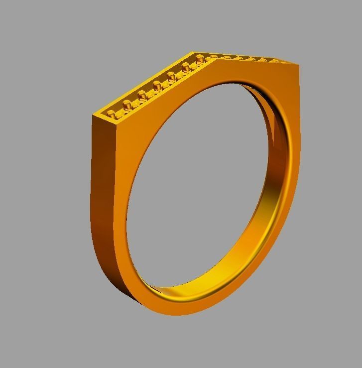 Angled Diamond Ring 3D print model_8