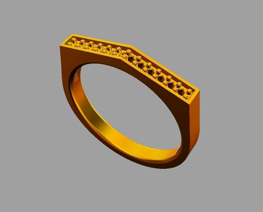 Angled Diamond Ring 3D print model_7