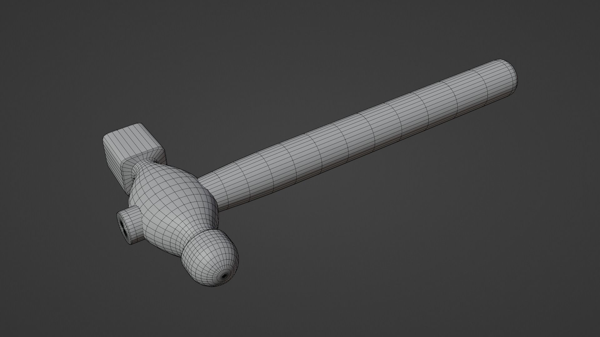 Small Ball Peen Hammer Low-poly 3D model_9