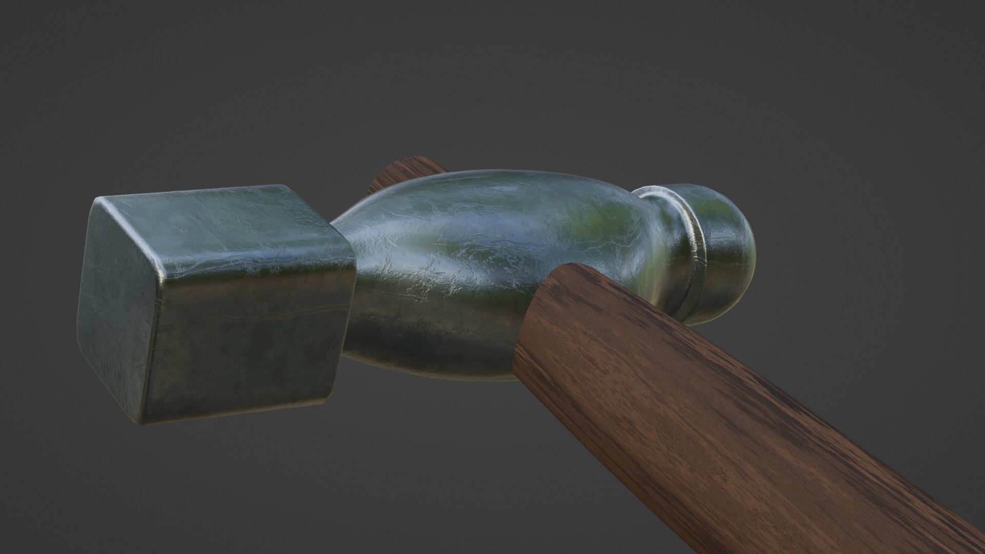 Small Ball Peen Hammer Low-poly 3D model_16