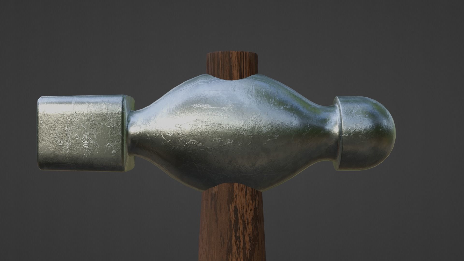 Small Ball Peen Hammer Low-poly 3D model_10