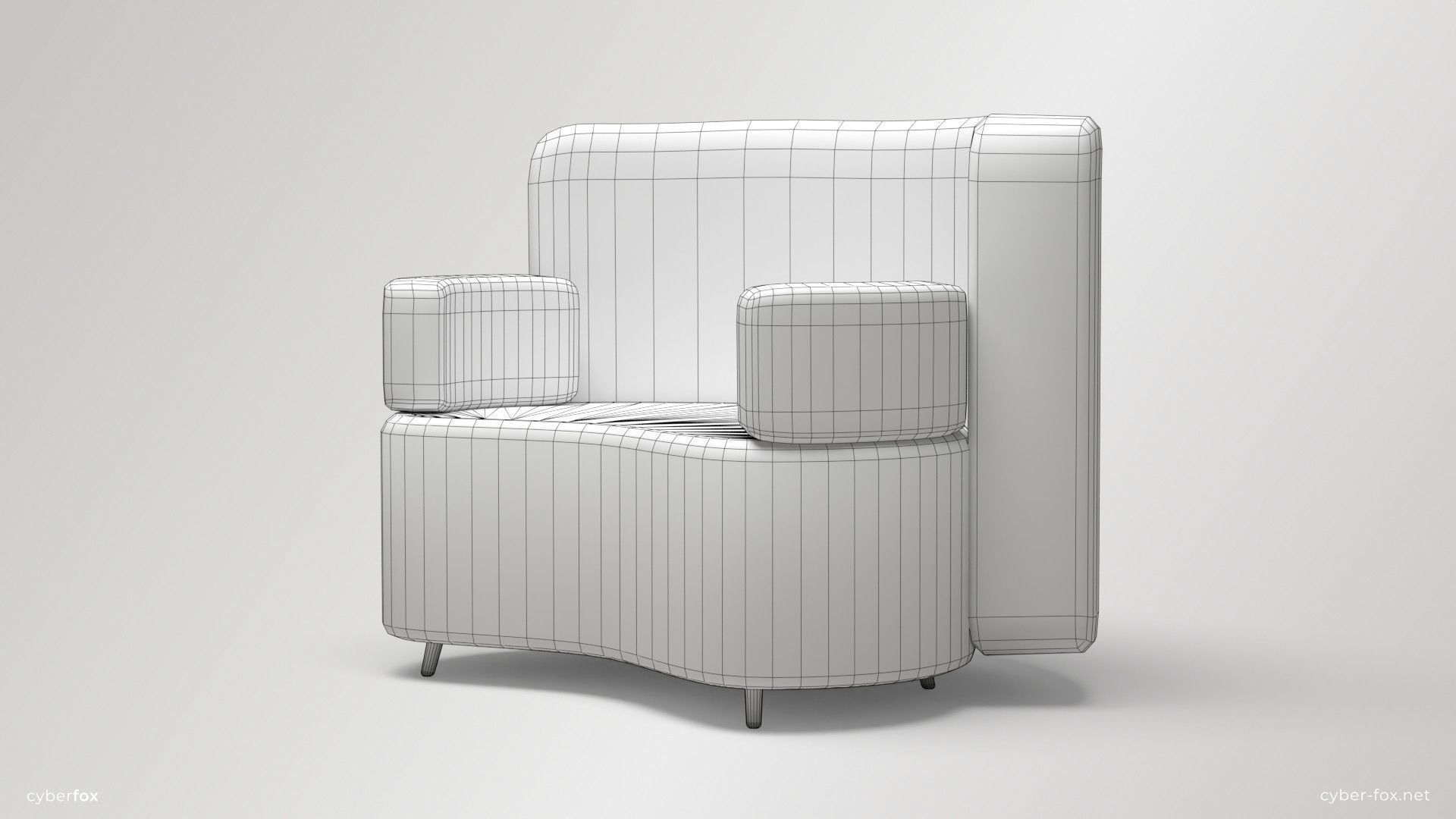 Futuristic Round Sofa Set Low-poly 3D model_9