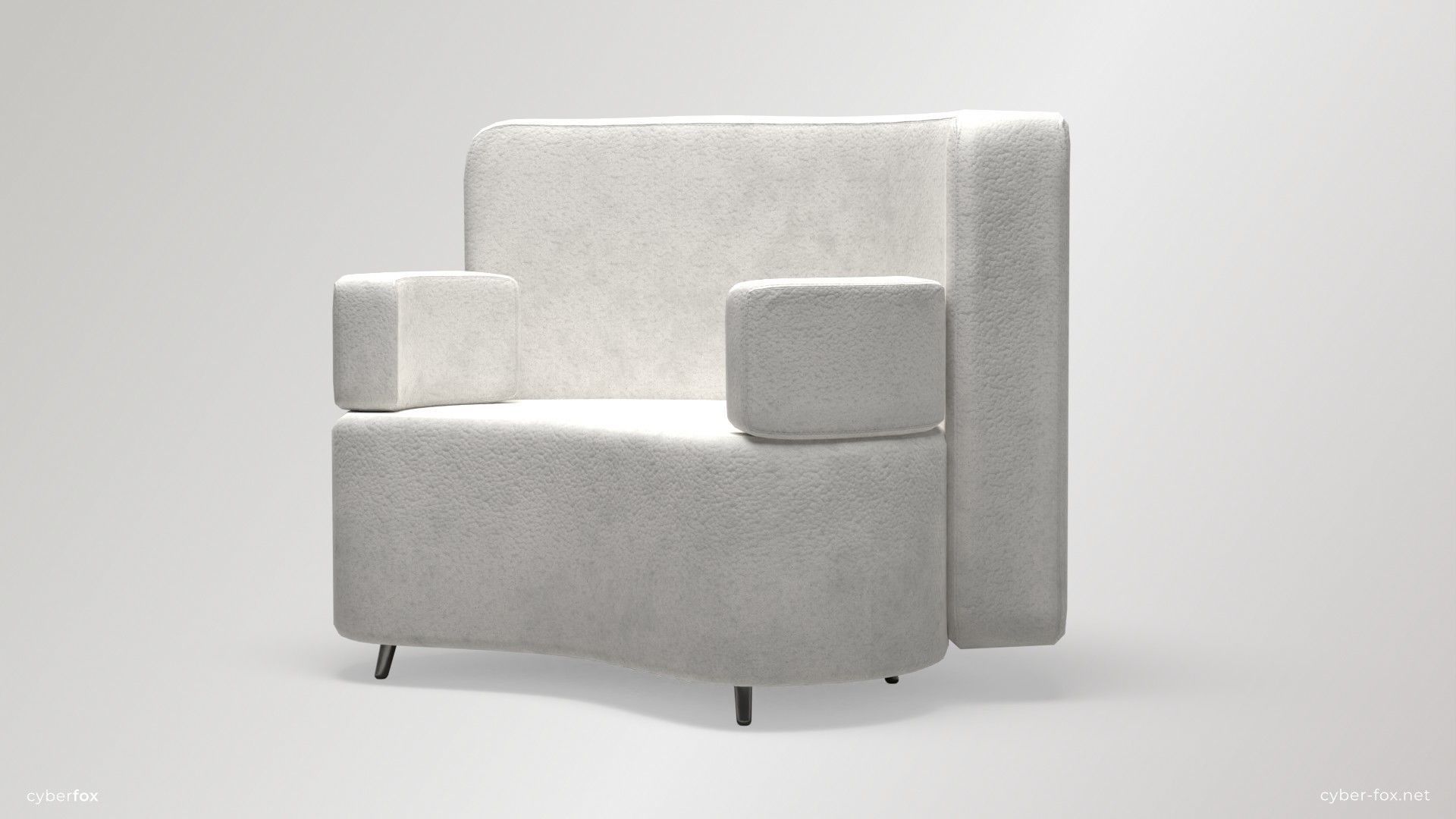 Futuristic Round Sofa Set Low-poly 3D model_8