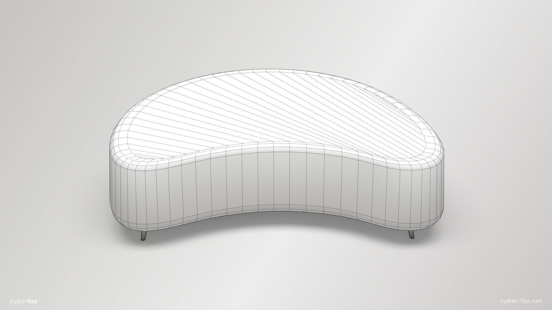 Futuristic Round Sofa Set Low-poly 3D model_11