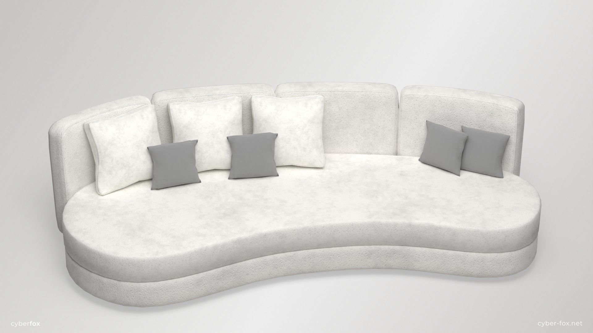 Futuristic Round Sofa Set Low-poly 3D model_6