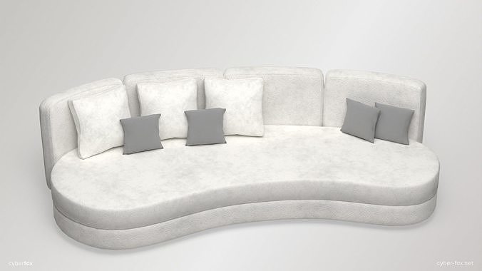Futuristic Round Sofa Set Low-poly 3D model 7