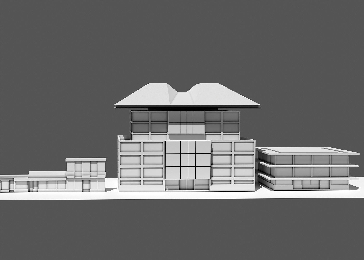untextured models of buildings and shop buildings Low-poly 3D model_1