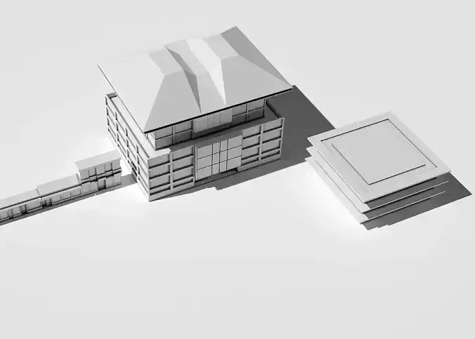 untextured models of buildings and shop buildings