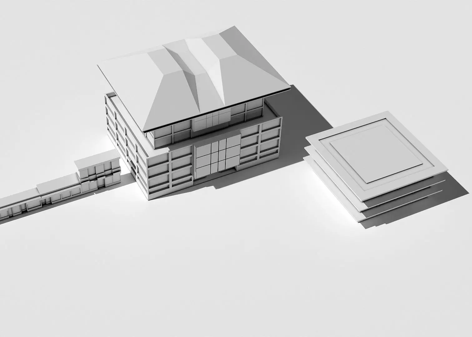 untextured models of buildings and shop buildings Low-poly 3D model_0