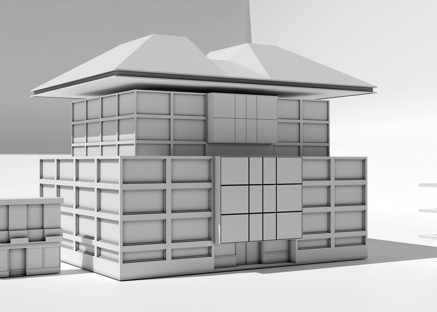 untextured models of buildings and shop buildings Low-poly 3D model_2