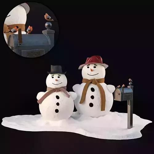 Snowmen with bullfinches