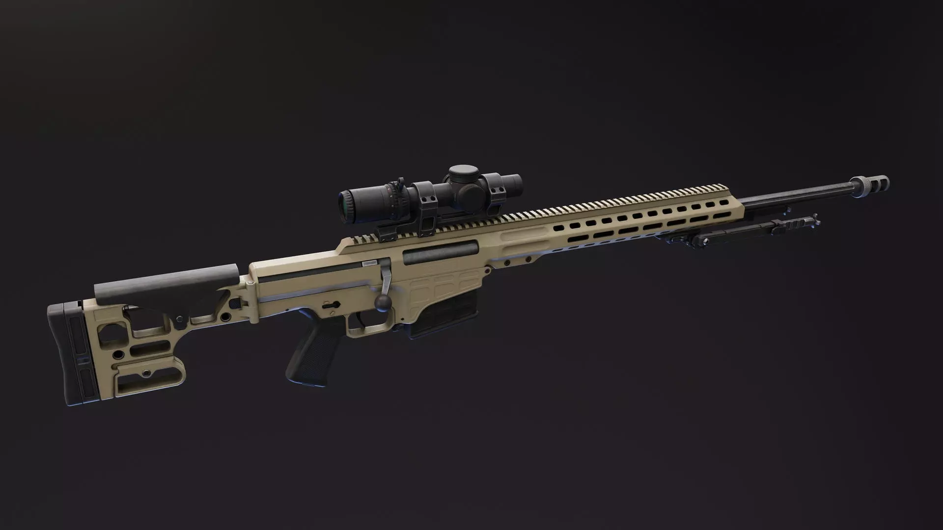 Barrett MRAD Rifle Low-poly 3D model