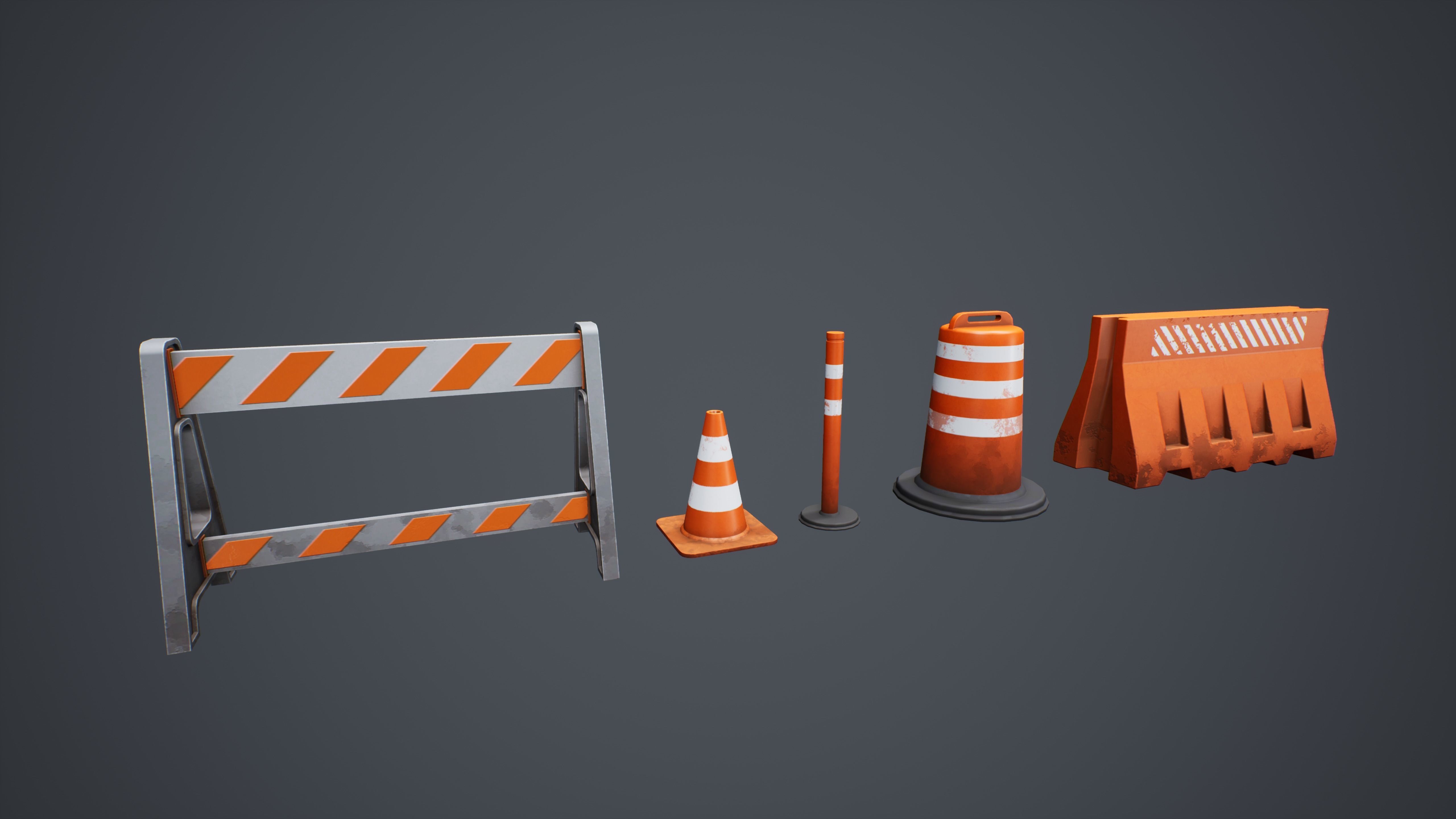 Stylized Traffic Cones Low-poly 3D model_1