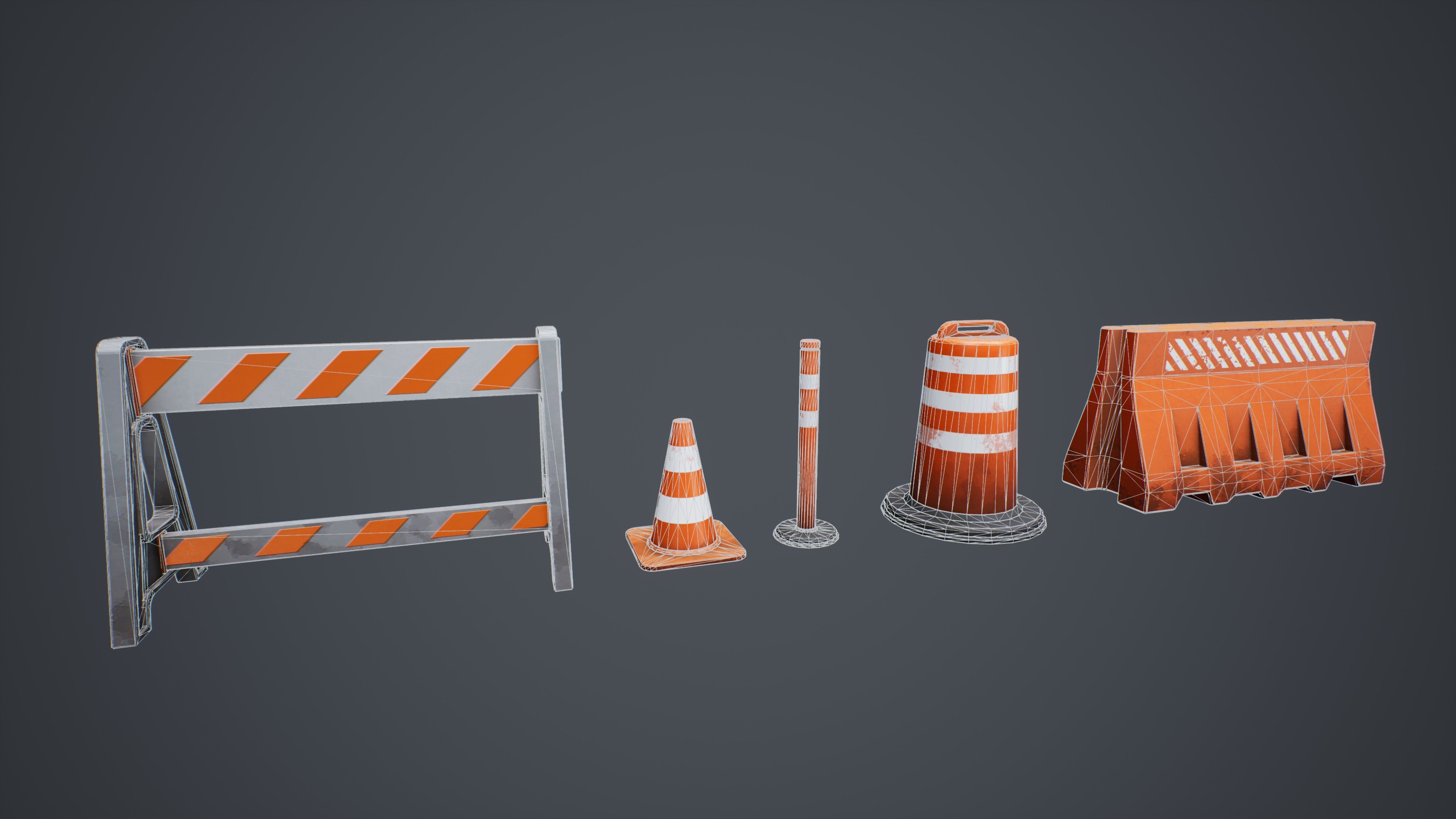 Stylized Traffic Cones Low-poly 3D model_4