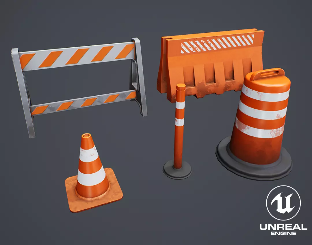Stylized Traffic Cones Low-poly 3D model_0