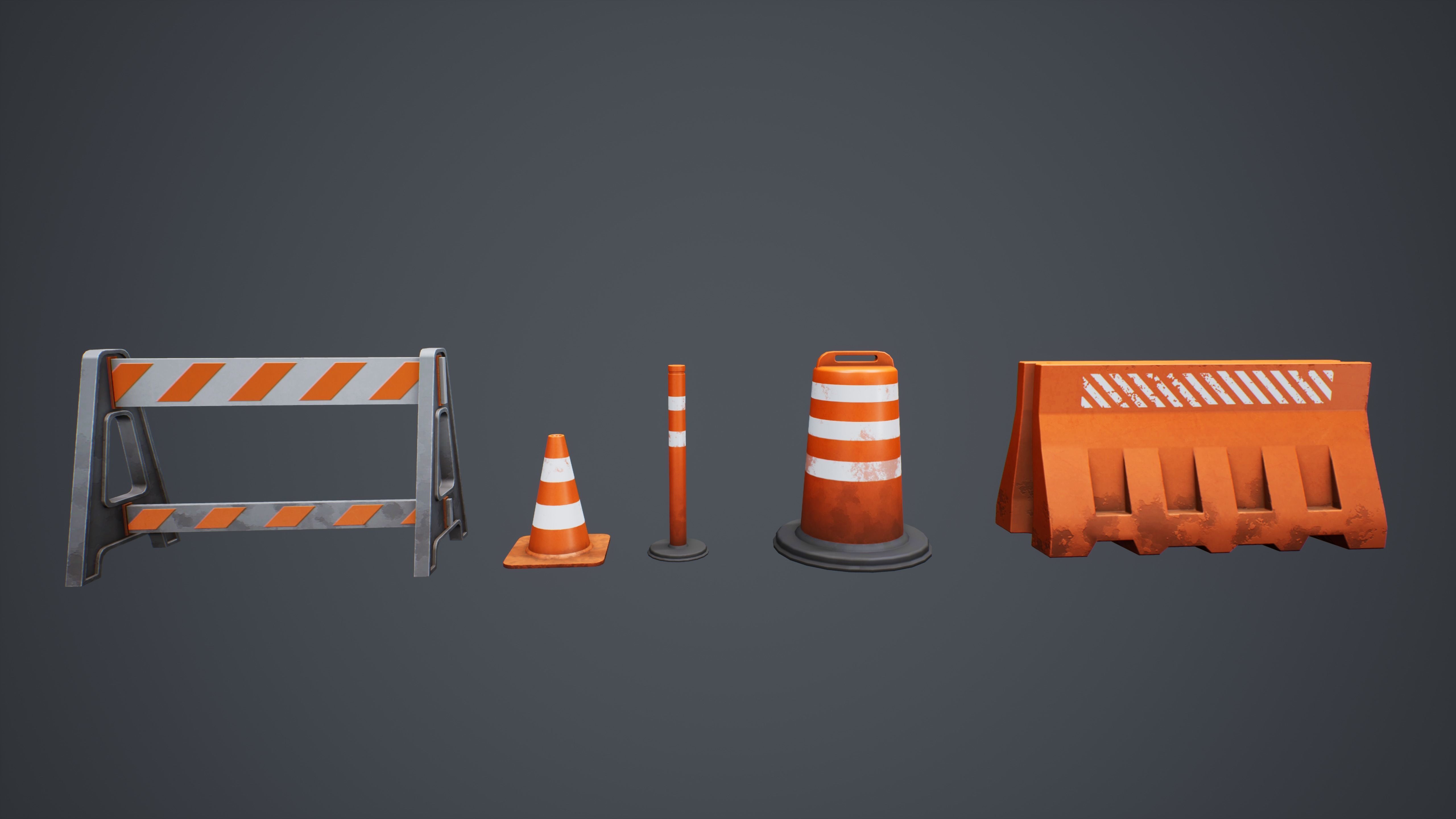 Stylized Traffic Cones Low-poly 3D model_3