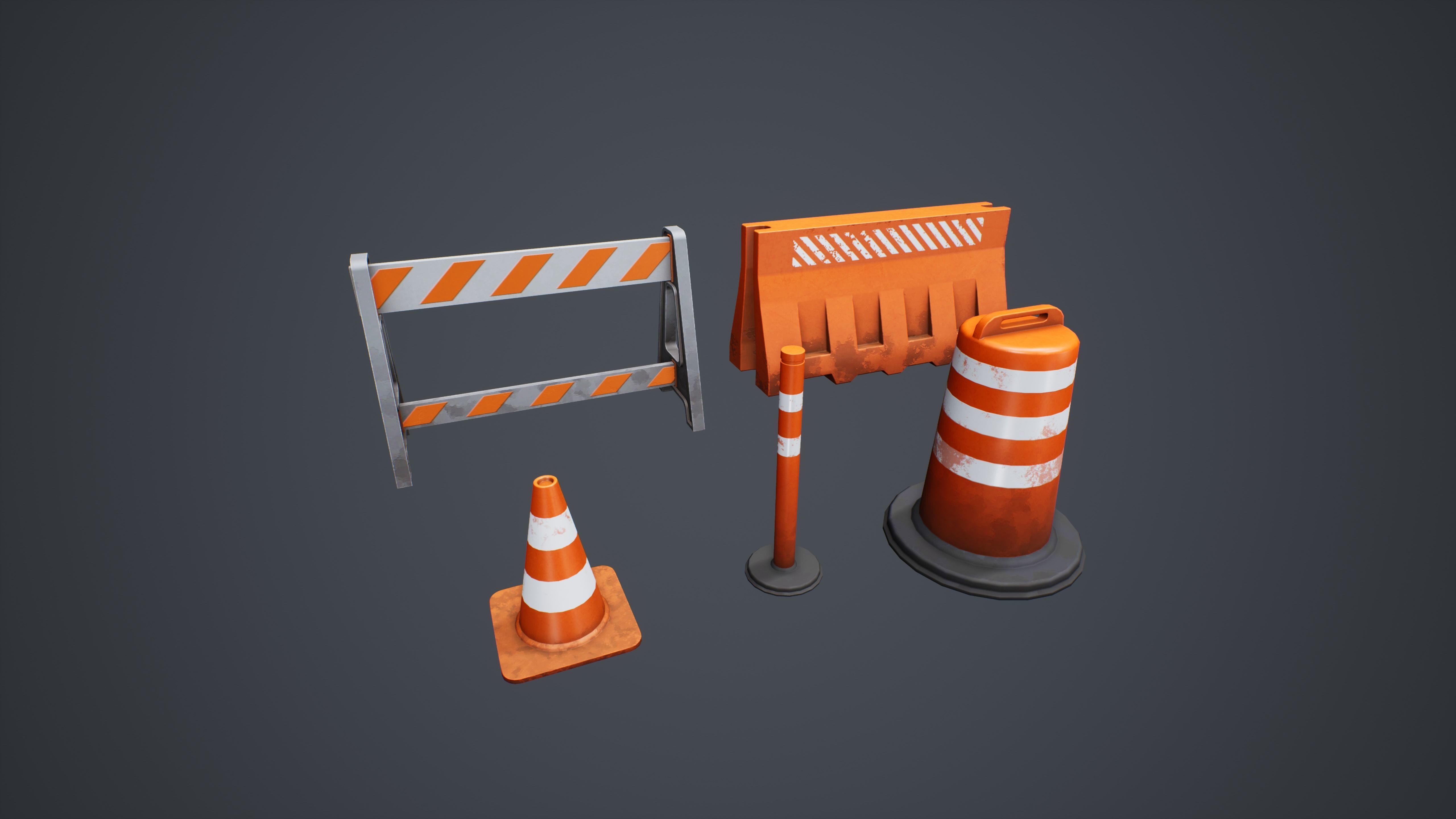 Stylized Traffic Cones Low-poly 3D model_2