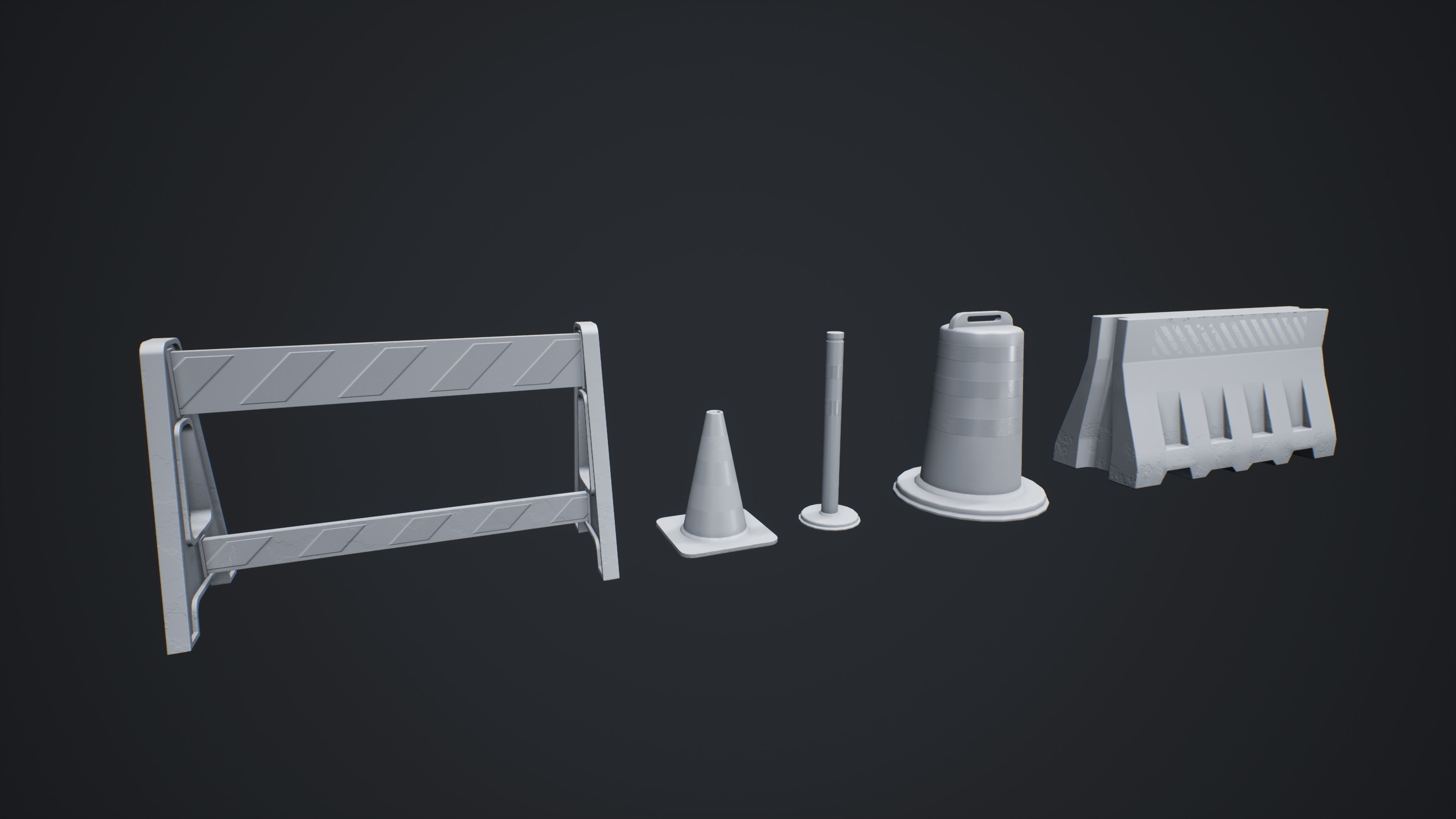 Stylized Traffic Cones Low-poly 3D model_6