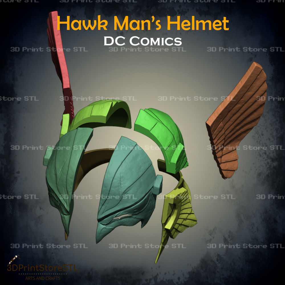 Hawkman Helmet Cosplay DC Comics - STL File 3D print model_5