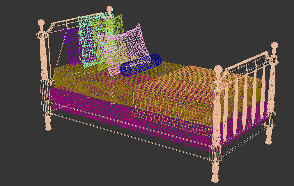 Bed for bedroom interior 3D model_3