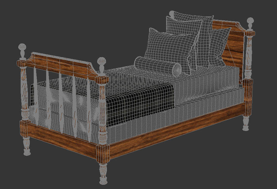 Bed for bedroom interior 3D model_4