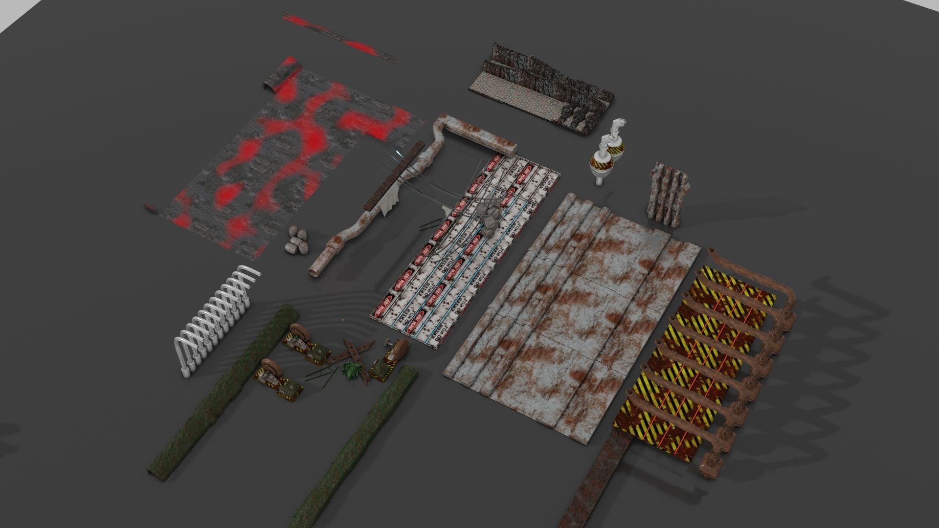 complete package of abandoned factory scenes Low-poly 3D model_4