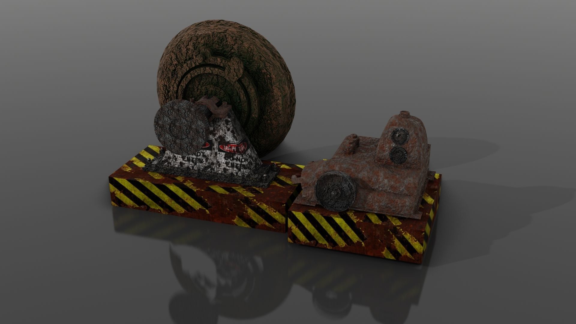 complete package of abandoned factory scenes Low-poly 3D model_5