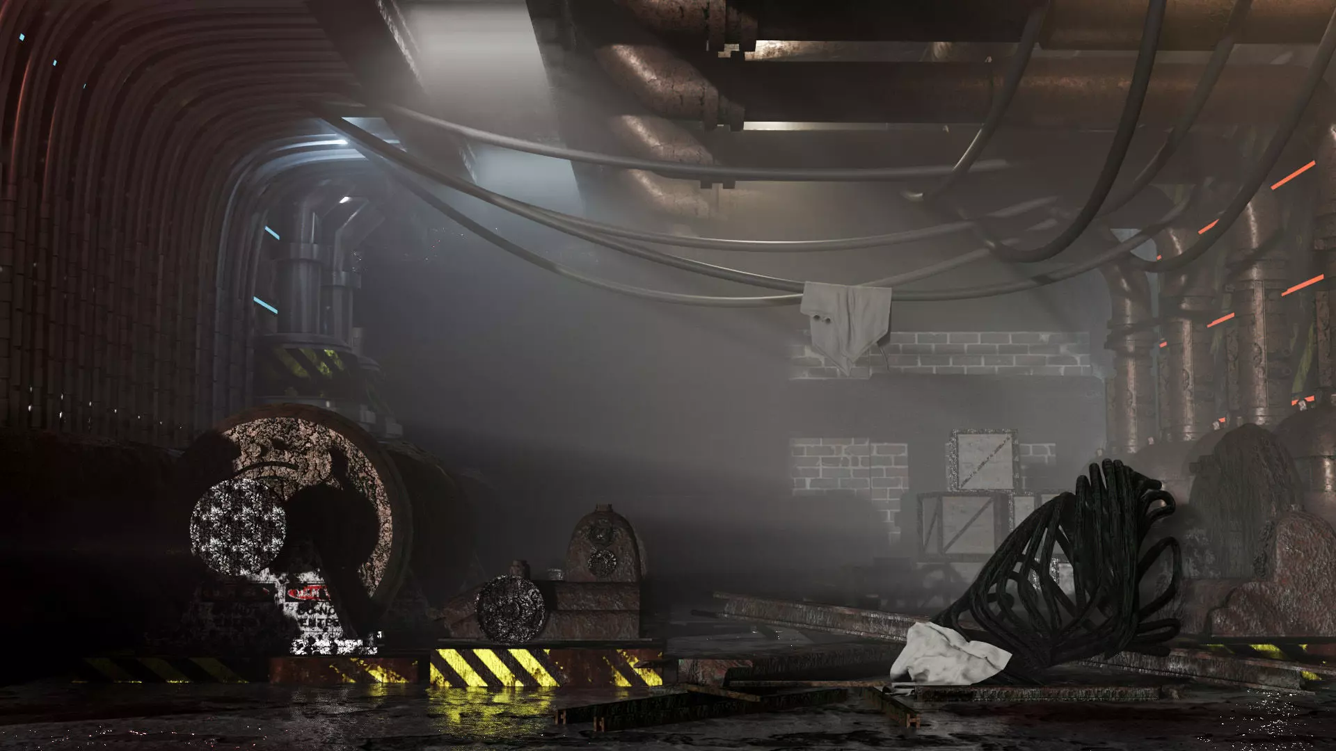 complete package of abandoned factory scenes Low-poly 3D model_0