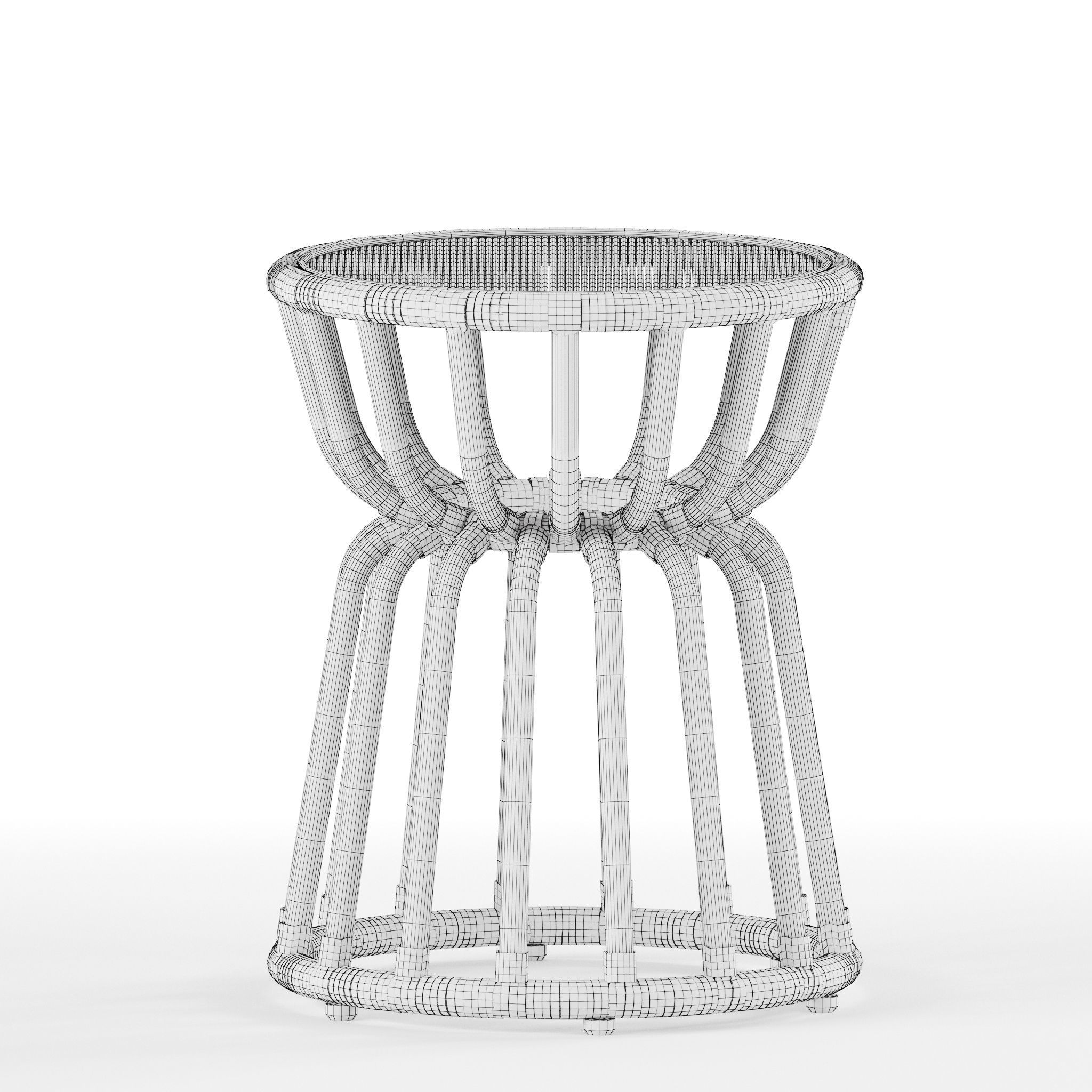 Kids Rattan Nightstand 3D model_3