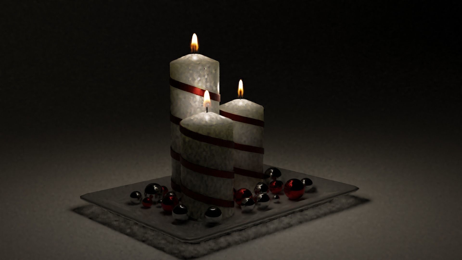 Decorative Christmas Candles 3D model_1