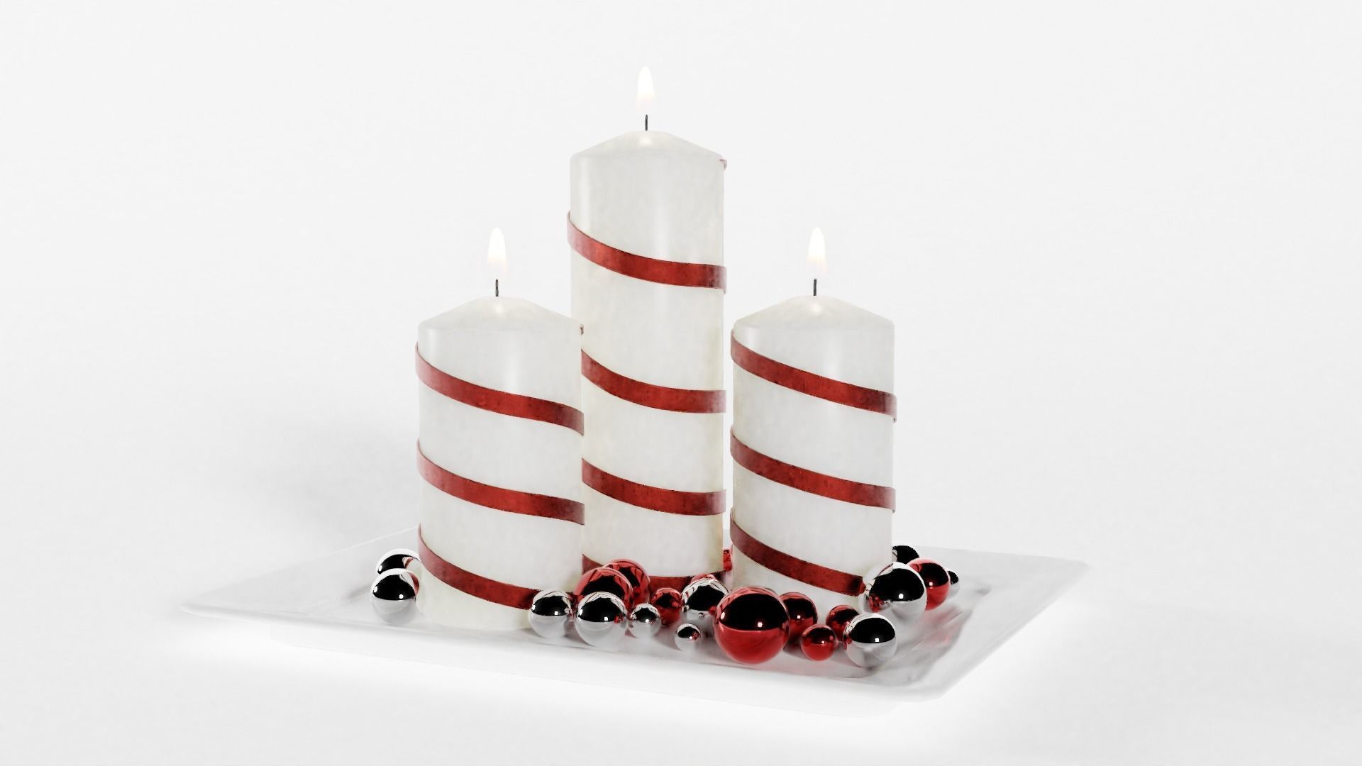 Decorative Christmas Candles 3D model_4