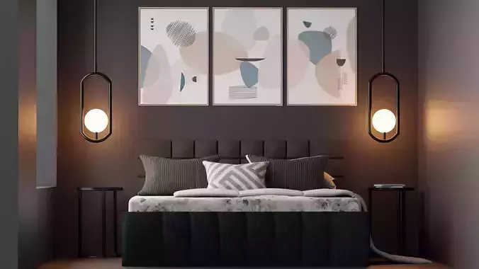 Modern Bed Design 02 3D model