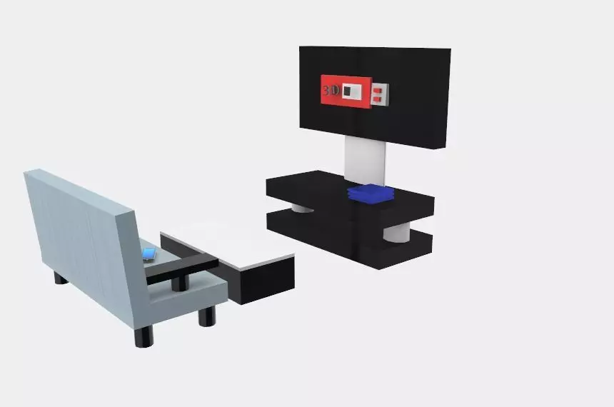 simple living room couch and tv Free 3D print model