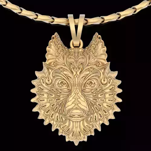 Wolf pendant silver gold sterling printable jewelry 3D model