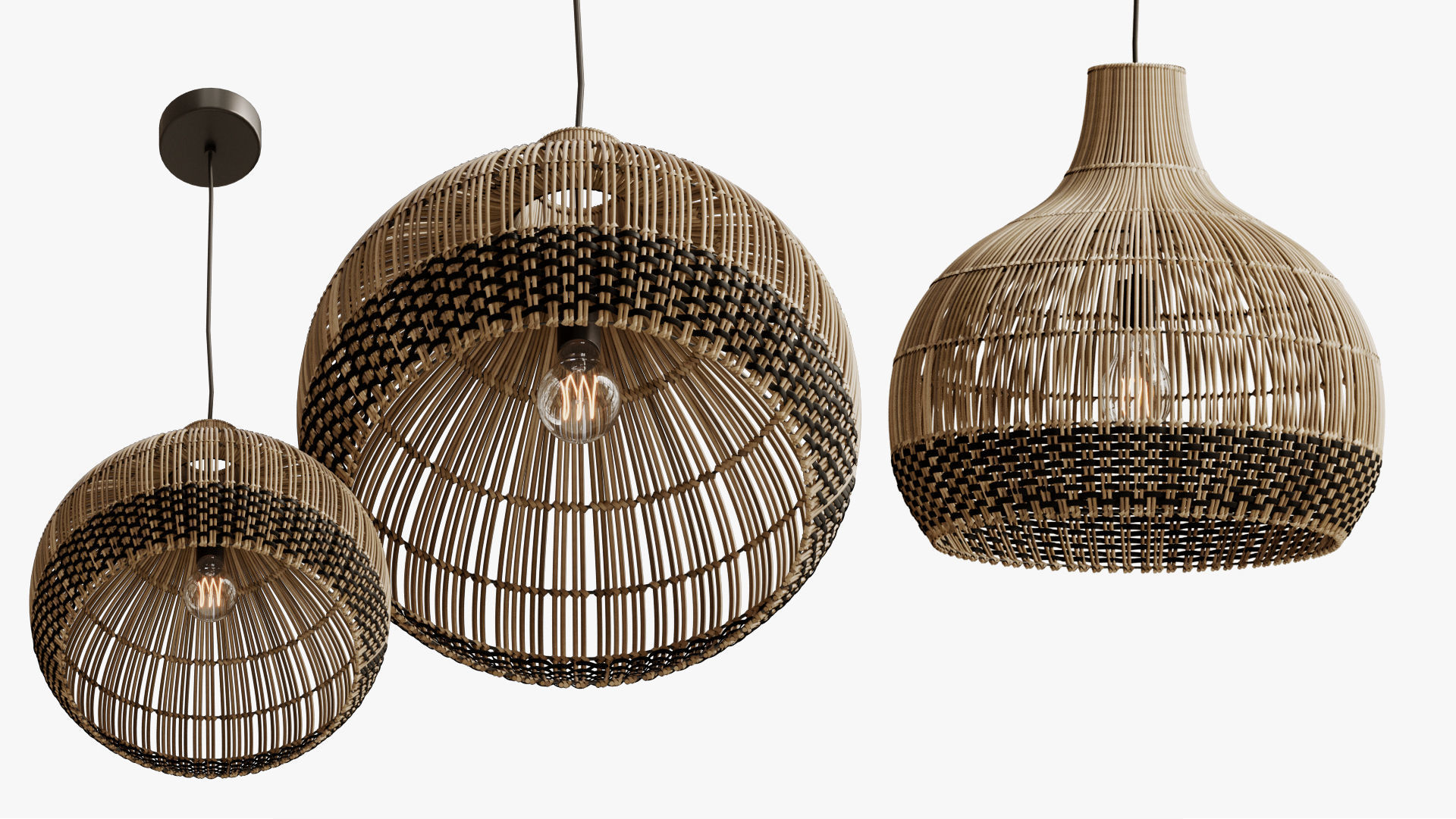 Hanging Lamp Rattan Lex 3D model | CGTrader