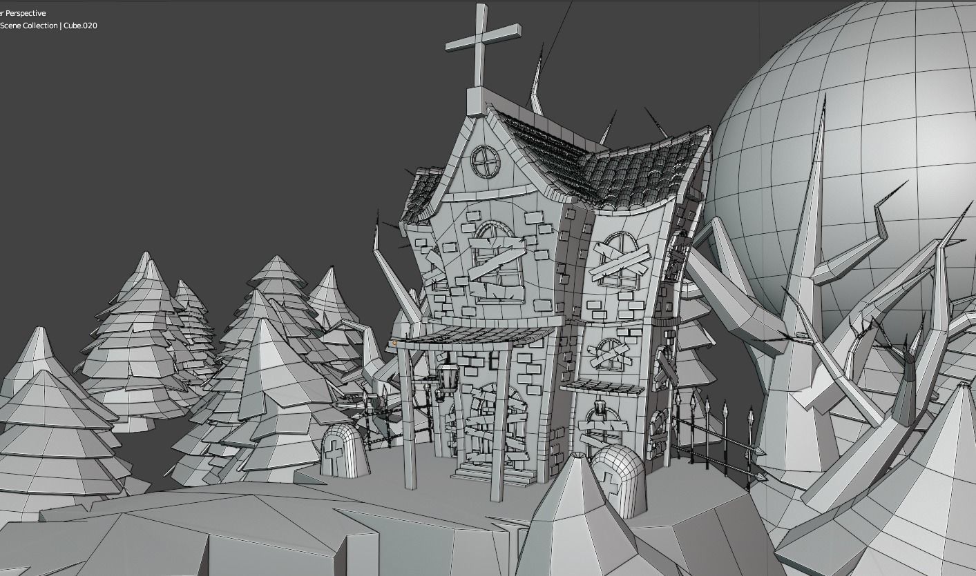 Ghost House Low-poly 3D model_4
