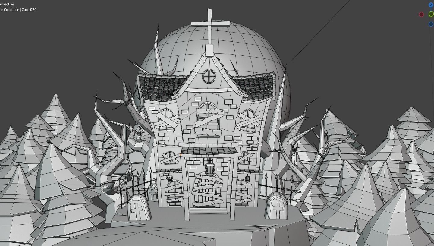 Ghost House Low-poly 3D model_3