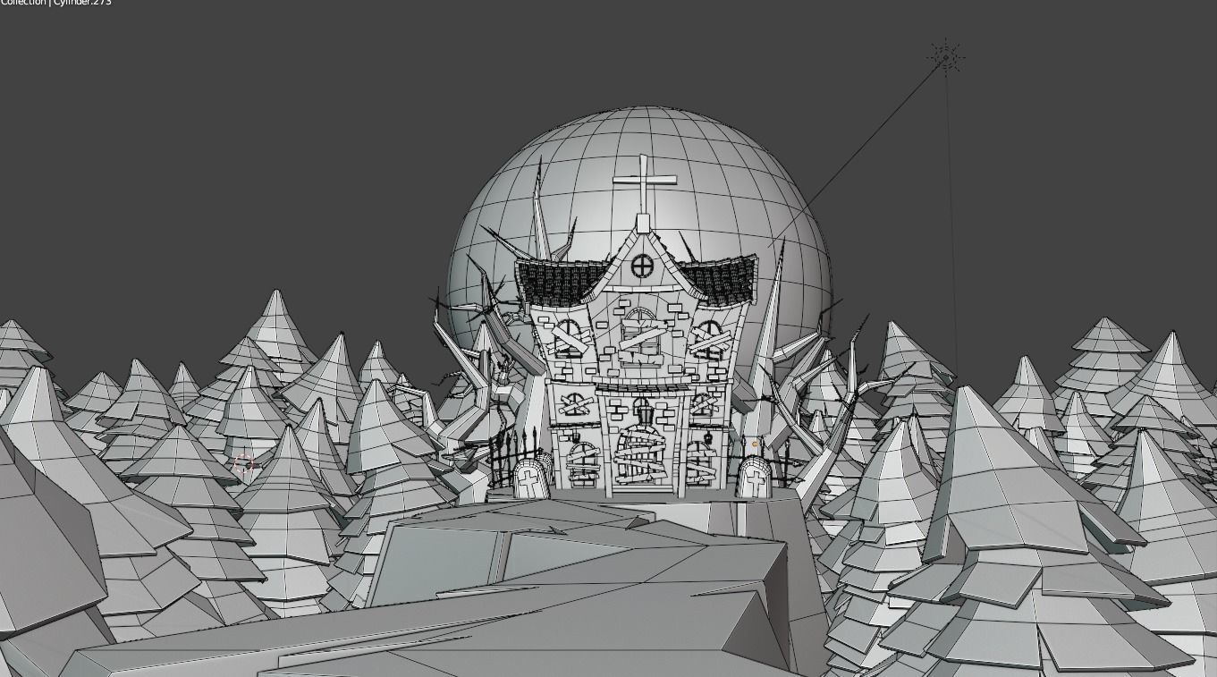 Ghost House Low-poly 3D model_2