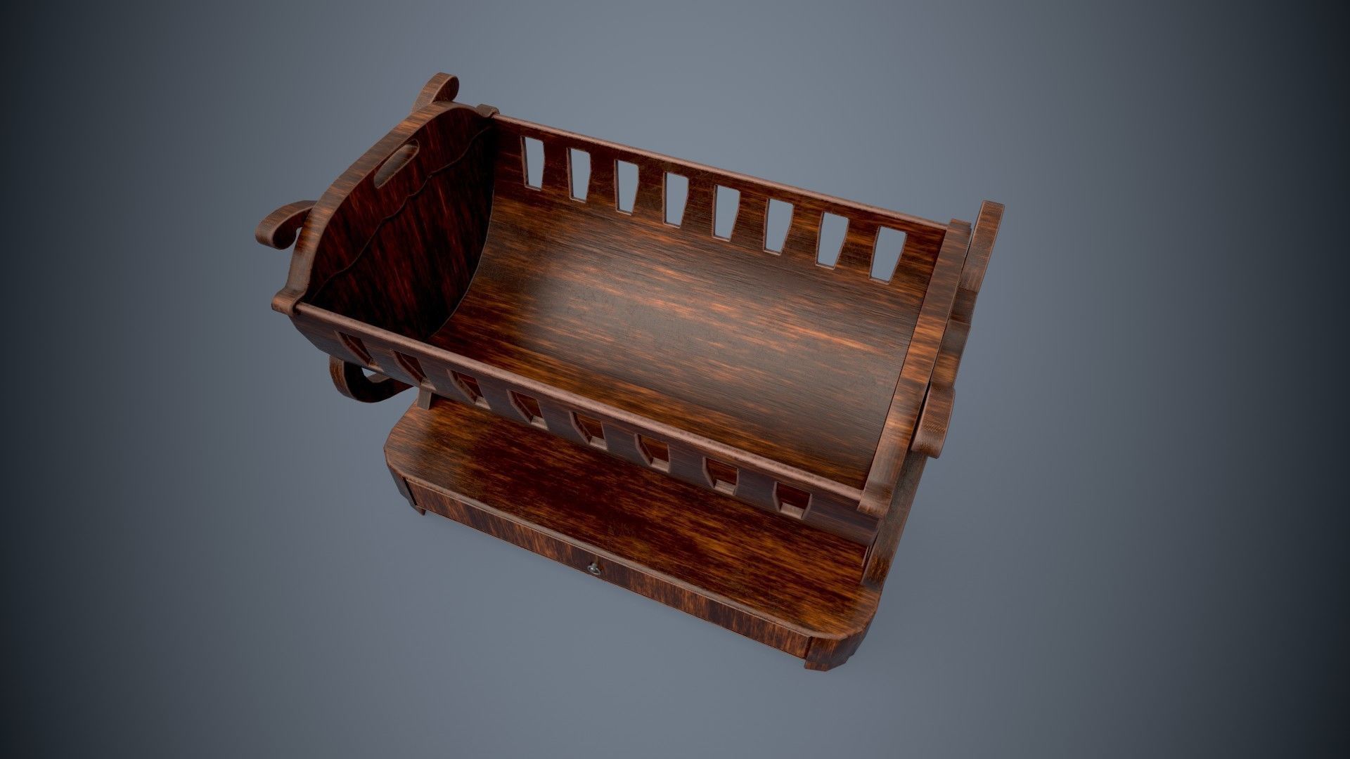 Stylized cradle for children bed PBR game ready Low-poly 3D model_3