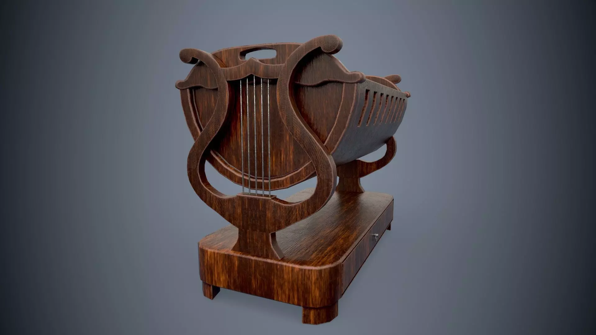 Stylized cradle for children bed PBR game ready Low-poly 3D model_0