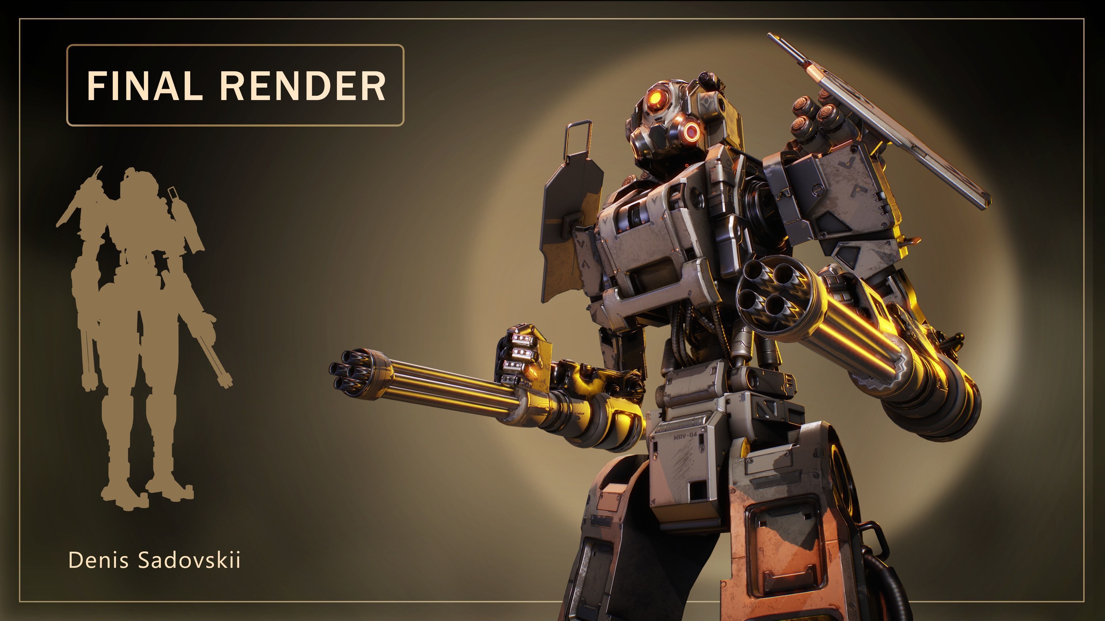 Military Robot Low-poly 3D model_4