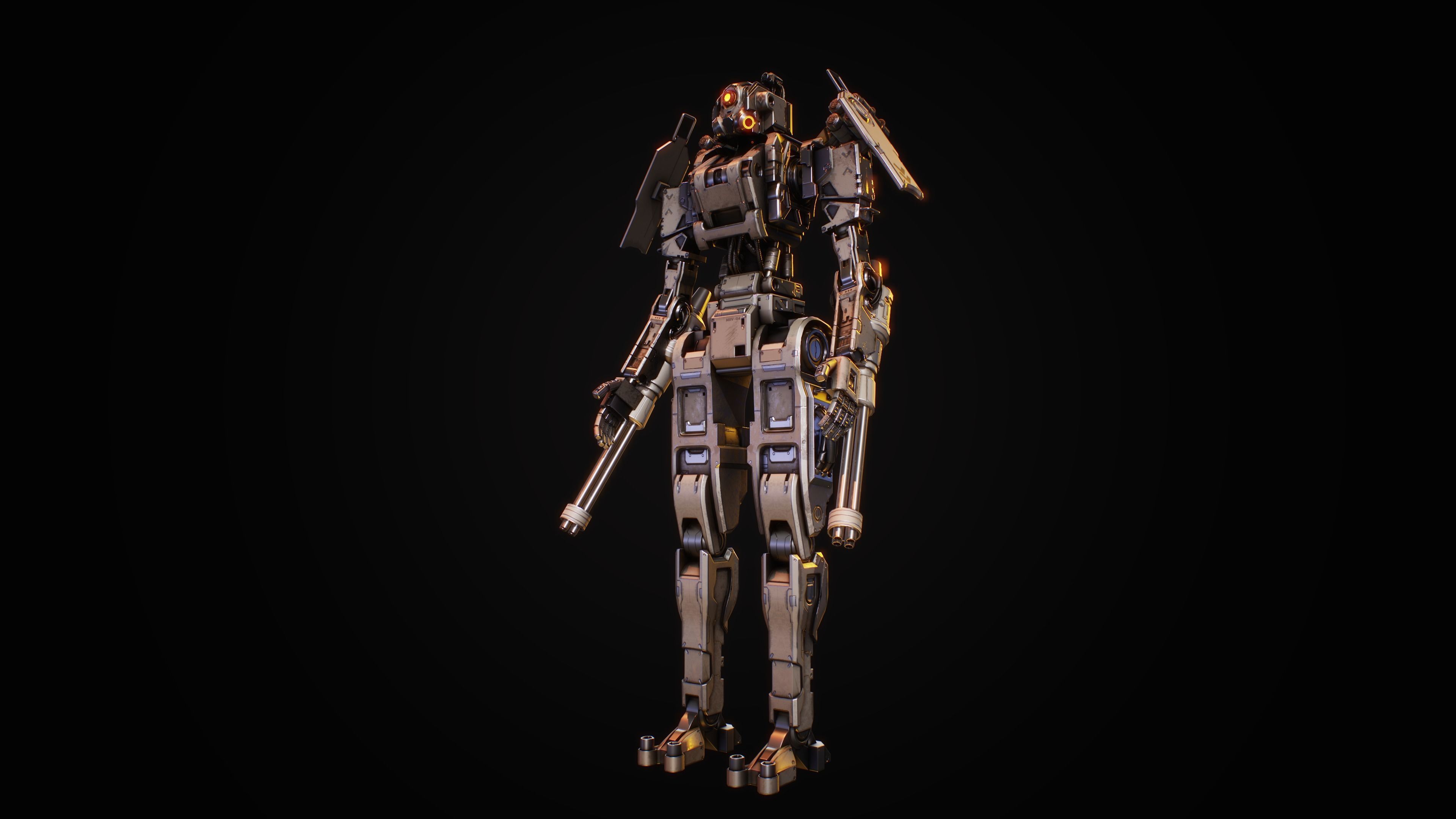 Military Robot Low-poly 3D model_9