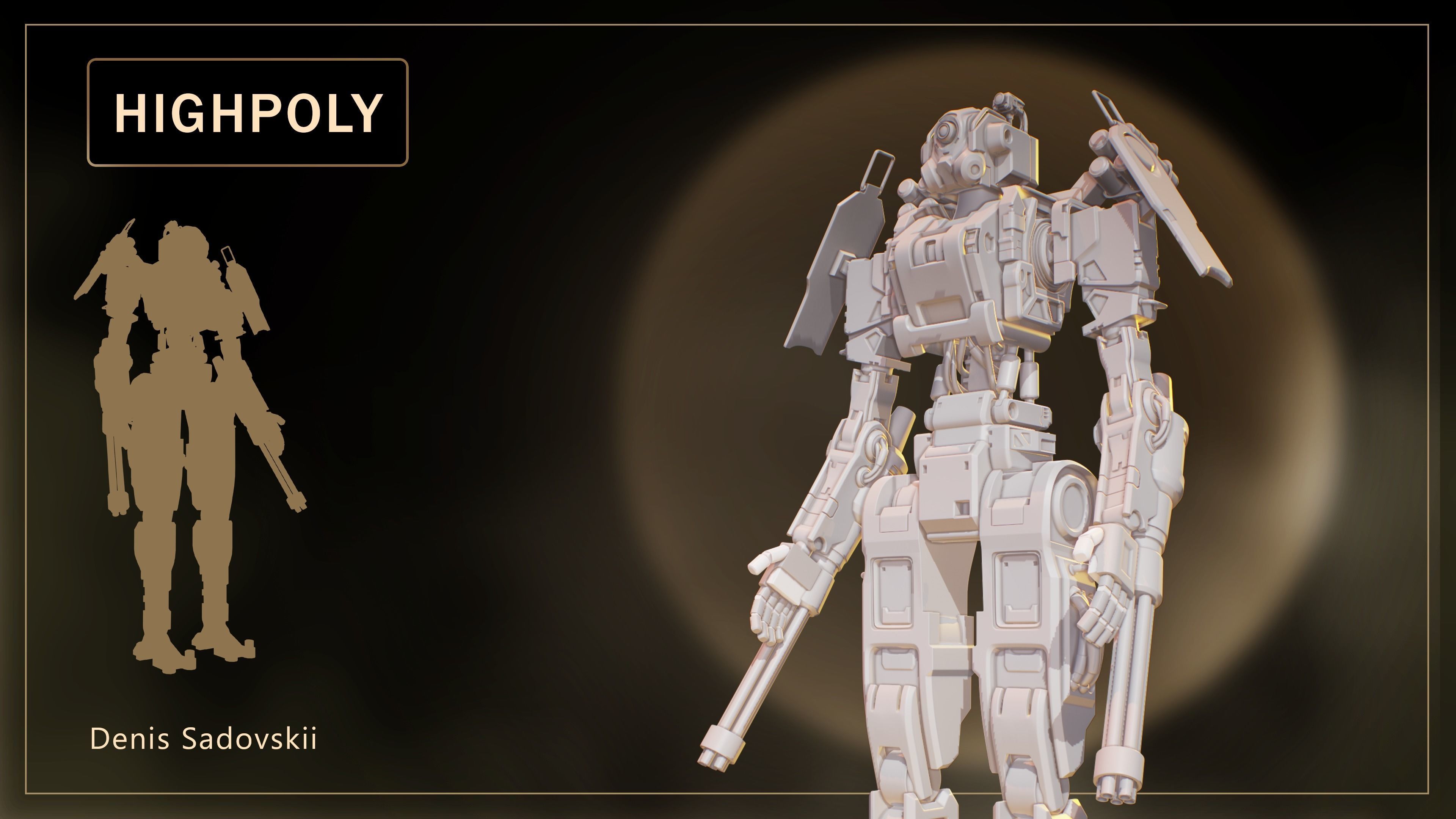 Military Robot Low-poly 3D model_5