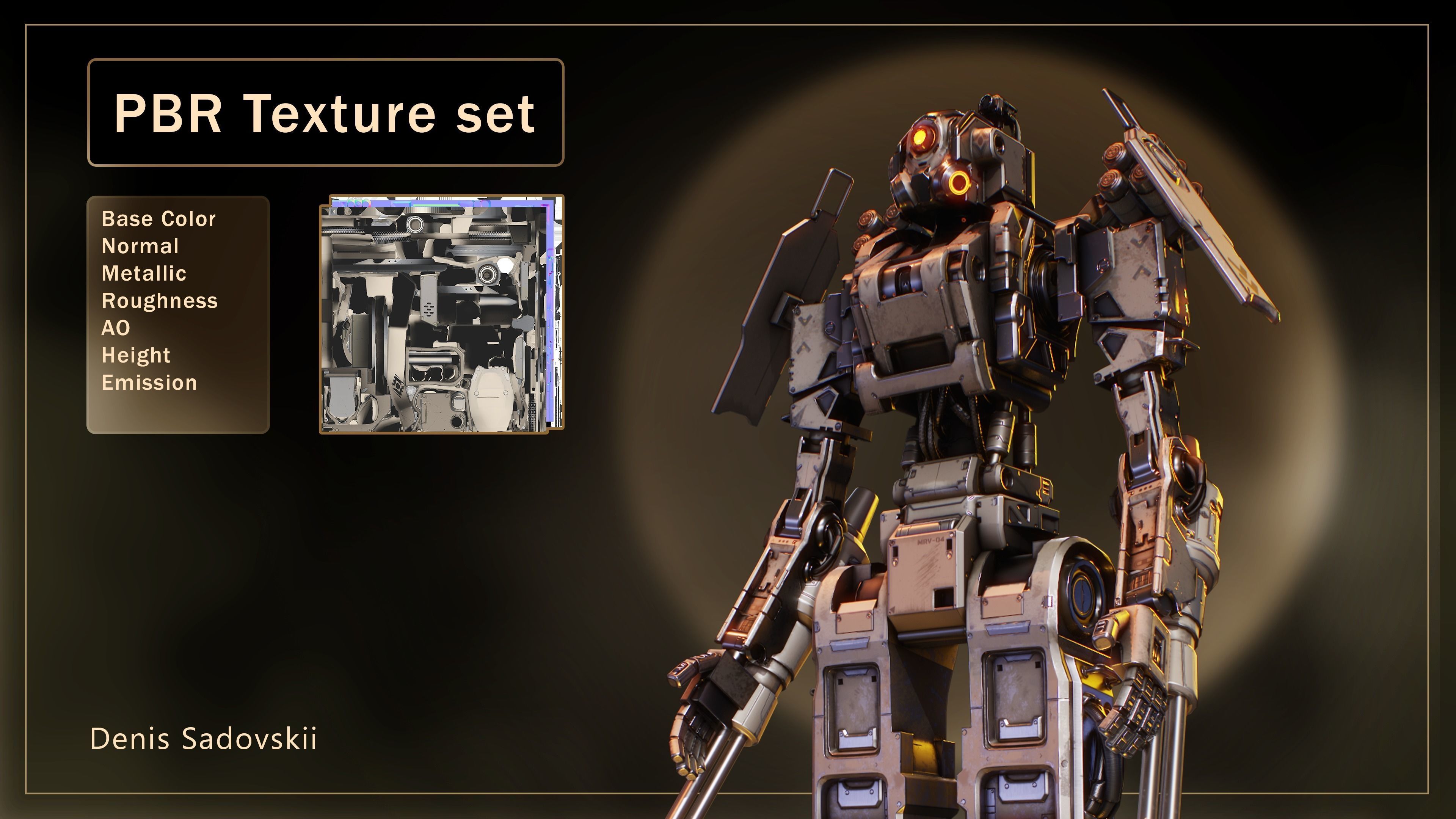 Military Robot Low-poly 3D model_8