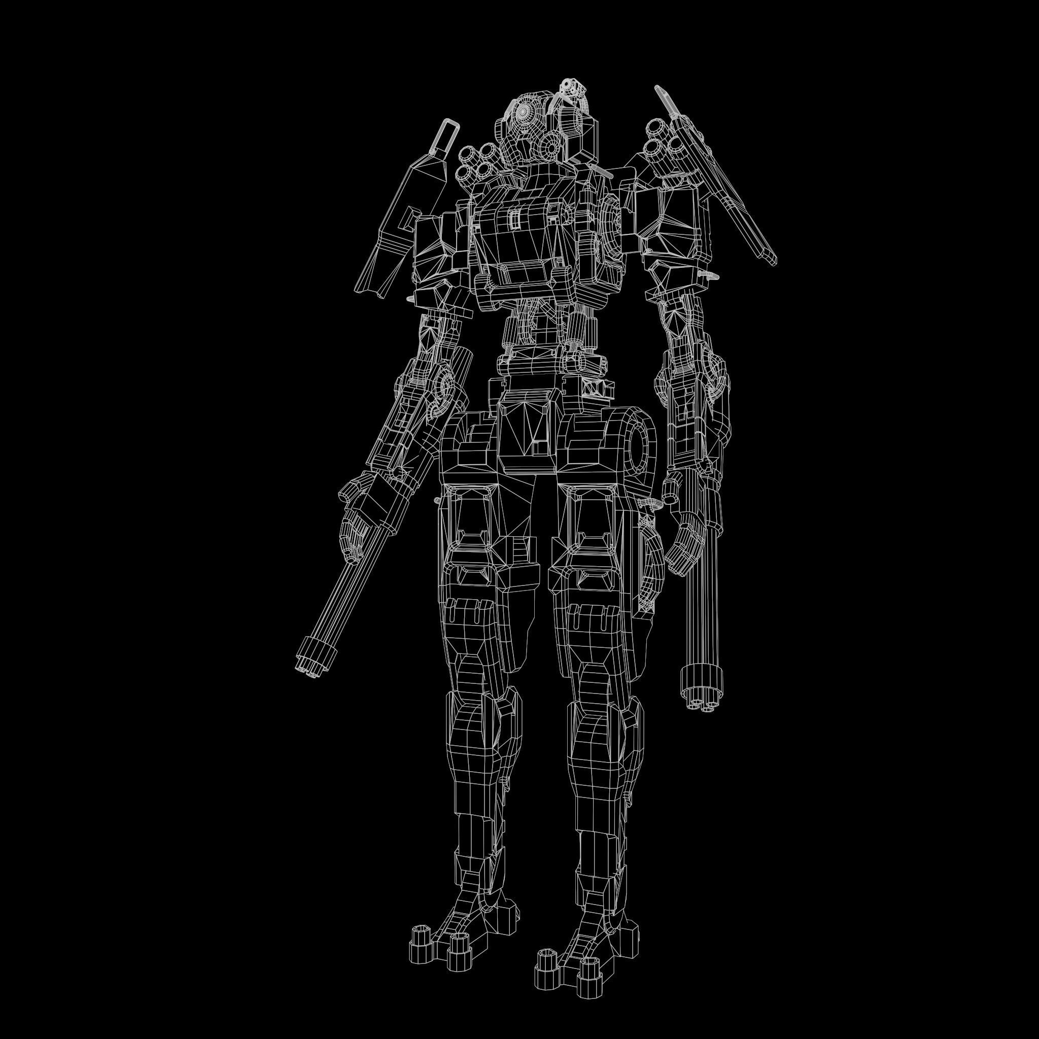 Military Robot Low-poly 3D model_12