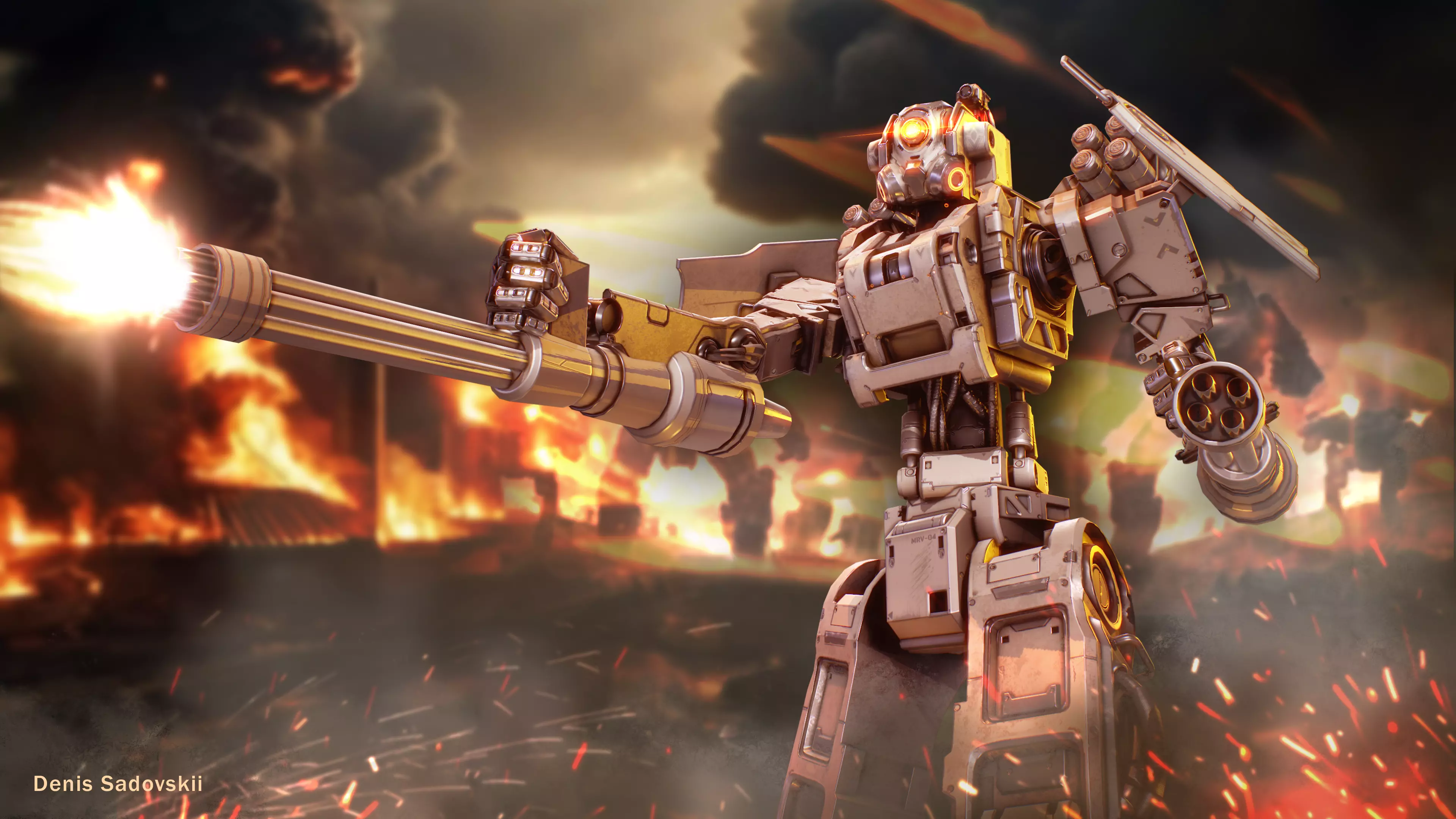 Military Robot Low-poly 3D model_0