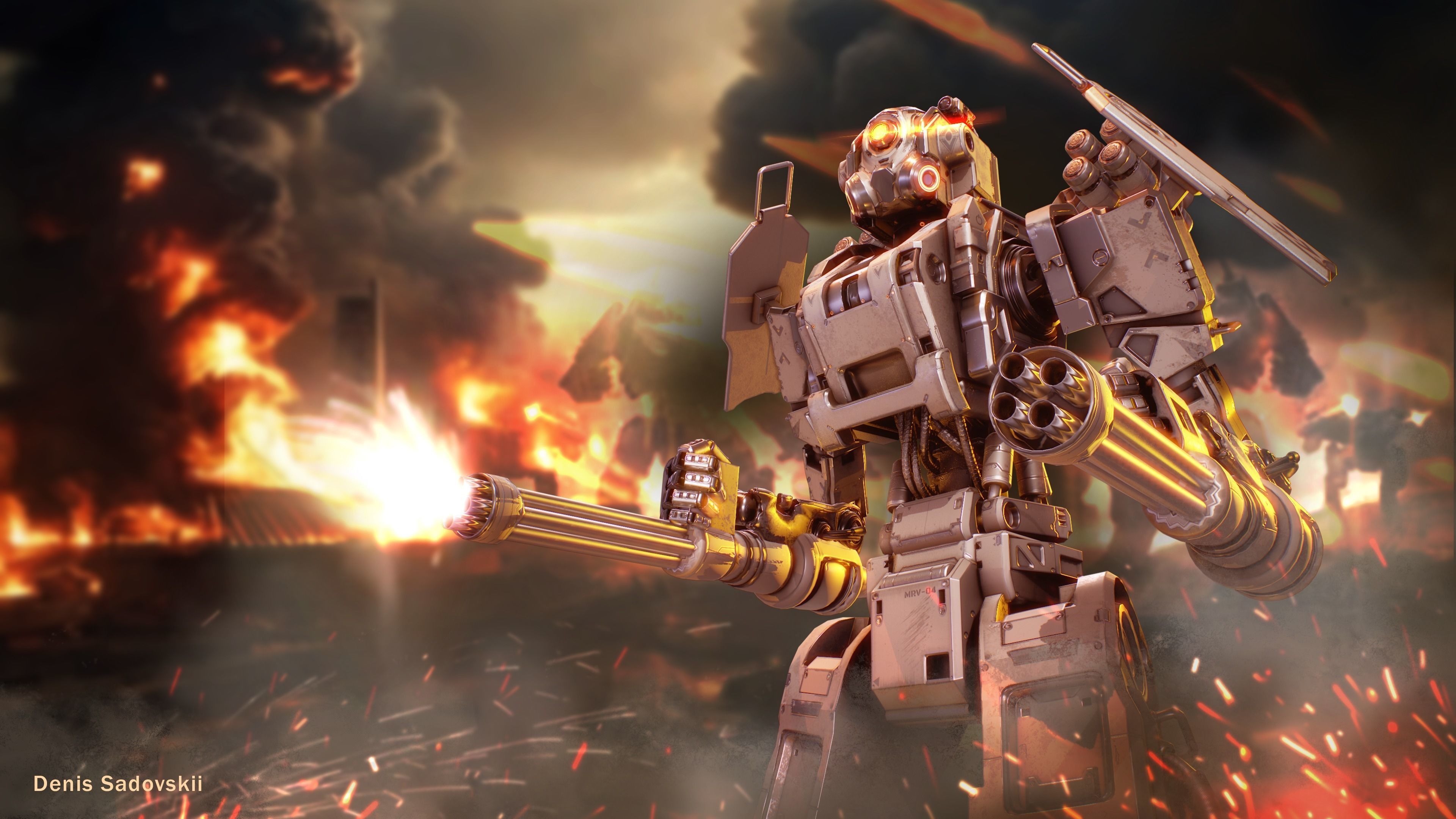 Military Robot Low-poly 3D model_3