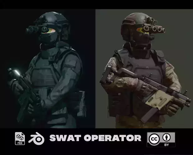 SWAT Operator Free low-poly 3D model