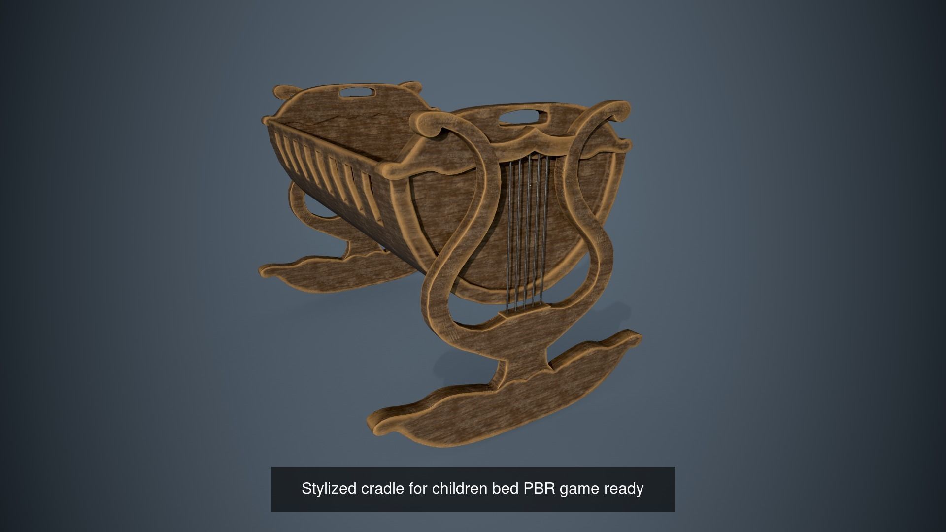 Stylized cradle for children bed PBR low-poly game ready 3D Model Collection_3