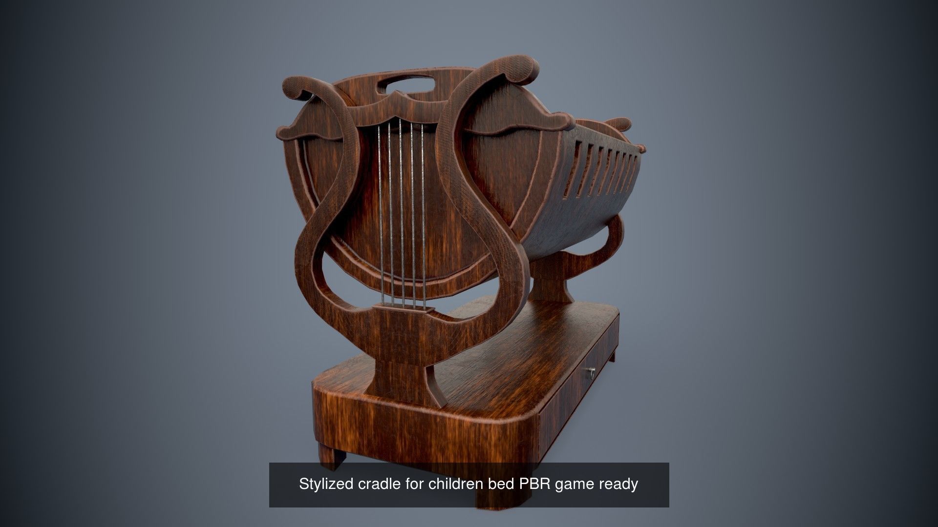 Stylized cradle for children bed PBR low-poly game ready 3D Model Collection_1